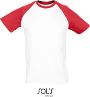 Koszulki męskie - SOLs 11190 Raglan Funky 150 Koszulka męska - Kolor: Biały/Czerwony - Rozmiar: 3XL - miniaturka - grafika 1