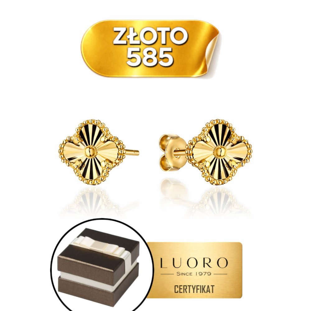 KOLCZYKI ZŁOTE 585 14K DIAMENTOWANA KONICZYNKA 11,65 MM SZTYFT