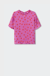 Bluzki damskie - Mango Mango bluzka Nice damska kolor różowy wzorzysta - grafika 1