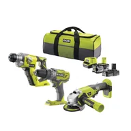 Zestawy elektronarzędzi - Ryobi Zestaw 3 elektronarzędzi 18V z torbą | RCK183D-242S - miniaturka - grafika 1