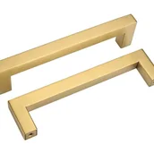 Zawiasy, okucia i inne akcesoria - Uchwyt do szafki kuchennej w kolorze złotym, odległość między środkami 128 mm, uchwyt do szafki, 2-częściowy uchwyt kuchenny ze stali nierdzewnej - miniaturka - grafika 1