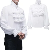 Stroje karnawałowe - Strój Kostium Przebranie Koszula Biała Męska Książę Arystokrata Pirat Cosplay 164 / 170 Cm (S) - miniaturka - grafika 1