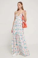 Sukienki - Desigual sukienka kolor biały maxi oversize - miniaturka - grafika 1
