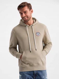 Bluza męska dresowa kangurka z kapturem piaskowa V3 OM-SSNZ-0144 L - Bluzy męskie - miniaturka - grafika 1