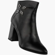 Botki damskie - Botki Damskie Ekoskóra Buty Ocieplane Eleganckie Na Słupku Czarne GOODIN Czarny 40 - miniaturka - grafika 1