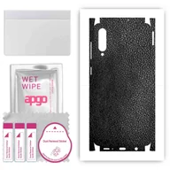 Szkła hartowane na telefon - Folia naklejka skórka strukturalna na TYŁ+BOKI do Samsung Galaxy A50s -  Skóra Czarna - apgo SKINS - miniaturka - grafika 1