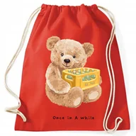 Plecaki worki - WORKO PLECAK CZERWONY Do Szkoły Na Buty ONCE IN A WHILE Różne Grafiki Wzory - miniaturka - grafika 1