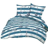 Pościel - Pościel z kory 180x200 Marynarska Statki Kotwice Latarnia Morska 100% bawełna guziki - miniaturka - grafika 1