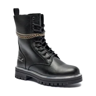 Karl Lagerfeld Kids Skórzane botki - Buty dla dziewczynek - miniaturka - grafika 1