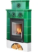 Piece wolnostojące - ABX Piec kaflowy Regina narożna z nadstawką kaflową - Zielony - miniaturka - grafika 1