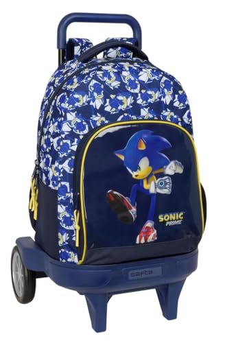 SONIC CITY Duży plecak na kółkach, Compact Evolution, zdejmowany, idealny dla dzieci w różnym wieku, wygodny i wszechstronny, jakość i wytrzymałość, 33 x 22 x 45 cm, Niebieski, M, Casual