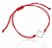 Bransoletki - Srebrna bransoletka sznurkowa koniczynka koniczyna KOLORY srebro 925 - miniaturka - grafika 1