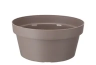 Donice - Misa plastikowa na kwiaty donica doniczka okrągła osłonka MELROSE średnica 25 cm tworzywo sztuczne mokka beżowy taupe matowy - miniaturka - grafika 1