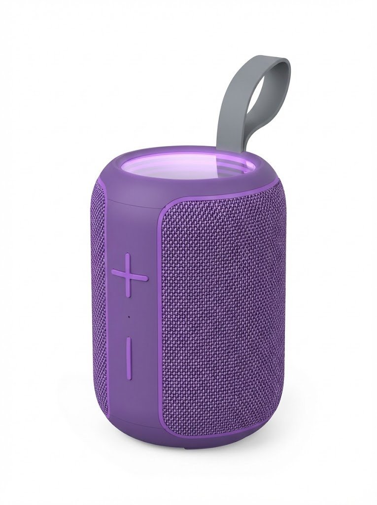 Głośnik Przenośny Bluetooth LED RGB Fioletowy Mocny Bass Pasek 10W