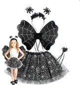 Dodatki do strojów karnawałowych - Strój Przebranie Pająka Spódniczka Tutu Opaska Skrzydła Karnawał Halloween - miniaturka - grafika 1