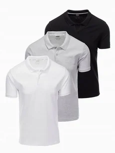 T-shirt polo bawełna zestaw czarny szary melanż biały OM-POBS-0133 V2 r S - Koszulki męskie - miniaturka - grafika 1