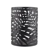 Świeczniki - Świecznik metalowy z uchwytem liść palmy 11 x 11 x 15 cm czarny - miniaturka - grafika 1