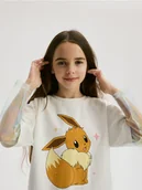 Bluzki dla dziewczynek - Reserved - Bluzka z łączonych materiałów Pokemon - złamana biel - miniaturka - grafika 1
