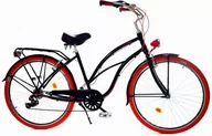 Rowery - Dallas Bike Cruiser 7spd Alu 28 cali Damski Czarny z czerwonym - miniaturka - grafika 1