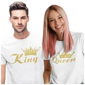 Walentynki - KOSZULKI DLA PAR NA WALENTYNKI PREZENT KING QUEEN KORONA - miniaturka - grafika 1