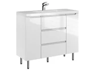 Szafki łazienkowe - Szafka Stojąca Z Umywalką ETH 100 cm D - Biały Wysoki Połysk - miniaturka - grafika 1