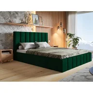 Łóżka - Łóżko tapicerowane SIM 10 z wezgłowiem, 180x200 cm, łóżko podwójne z podstawą łóżka i stelażem z listew drewnianych, tkanina welurowa, kolor: zielony - miniaturka - grafika 1