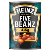 Koncentraty warzywne, przeciery - Heinz Five Beanz 5 rodzajów fasoli w sosie pomidorowym 415 g - miniaturka - grafika 1