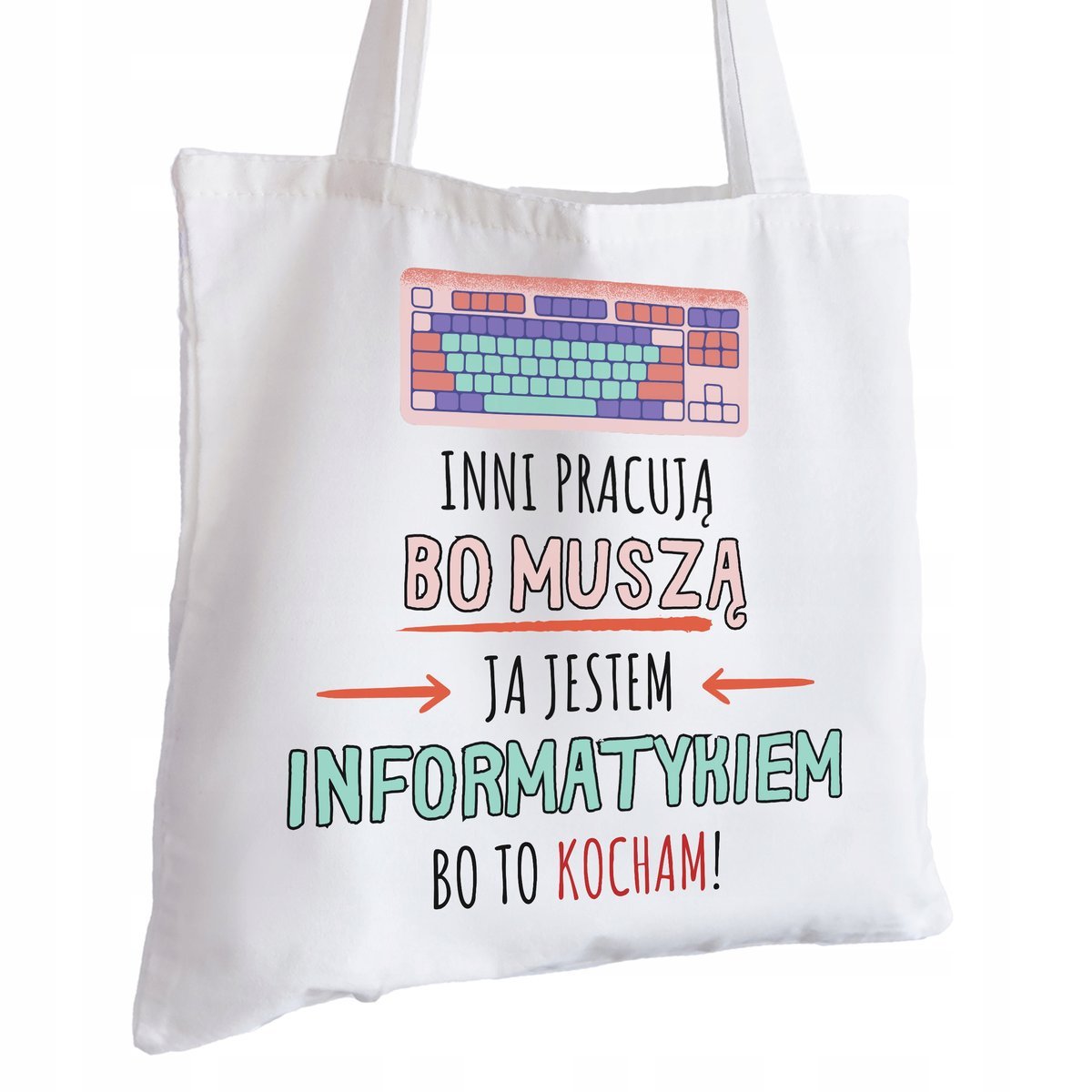 Torba Bawełniana biała dla Informatyka Na Prezent ekologiczna Trwały Nadruk