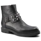 Botki damskie - Czarne Botki Carinii Damskie Wygodne Buty Skórzane - miniaturka - grafika 1