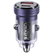 Ładowarki samochodowe - USAMS Ład. sam. C35 USB+USB-C 45W Fast Charge fioletowy/purple CC175CC02 (US-CC175) - miniaturka - grafika 1