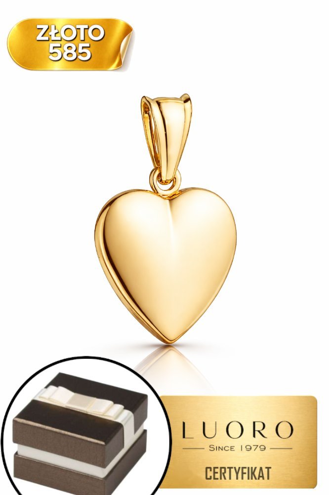 ZAWIESZKA ZŁOTA 585 14K SERCE 1,8 CM ŻÓŁTE ZŁOTO ELEGANCKA DELIKATNA