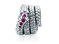 Charmsy - Pandora Valerio.pl Rodowany srebrny charms wąż snake cyrkonie srebro 925 BEAD165S BEAD165S - miniaturka - grafika 1