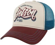 Czapki i chusty sportowe męskie - Czapka Trucker Wordmark Logo by Stetson, niebiesko-czerwony, One Size Small - miniaturka - grafika 1