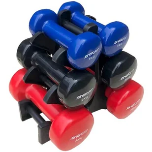 Zestaw hantli ENERO FIT 337828 (2x1/2x2/2x3 kg) + stojak - Stojaki na hantle i obciążenia - miniaturka - grafika 1