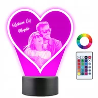 Lampy stojące - Lampka Nocna LED 3D Serce Twoje Zdjęcie Prezent Twój Napis Imię Grawer - miniaturka - grafika 1