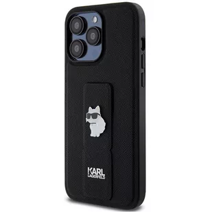Etui Karl Lagerfeld KLHCP13XGSACHPK Apple iPhone 13 Pro Max hardcase Gripstand Saffiano Choupette Pins czarny/black - Etui i futerały do telefonów - miniaturka - grafika 3