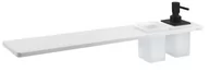Półki łazienkowe - Sapho Abeline - Półka z dozownikiem i szklankami, długość 60 cm, kolor biały matowy/czarny AE602-0101-03 - miniaturka - grafika 1