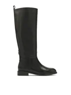 Kozaki damskie - Klasyczne czarne kozaki na płaskiej podeszwie - 38 - miniaturka - grafika 1