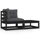 Meble ogrodowe - vidaXL 2-cz zestaw wypoczynkowy do ogrodu z poduszkami czarny 805754 - miniaturka - grafika 1