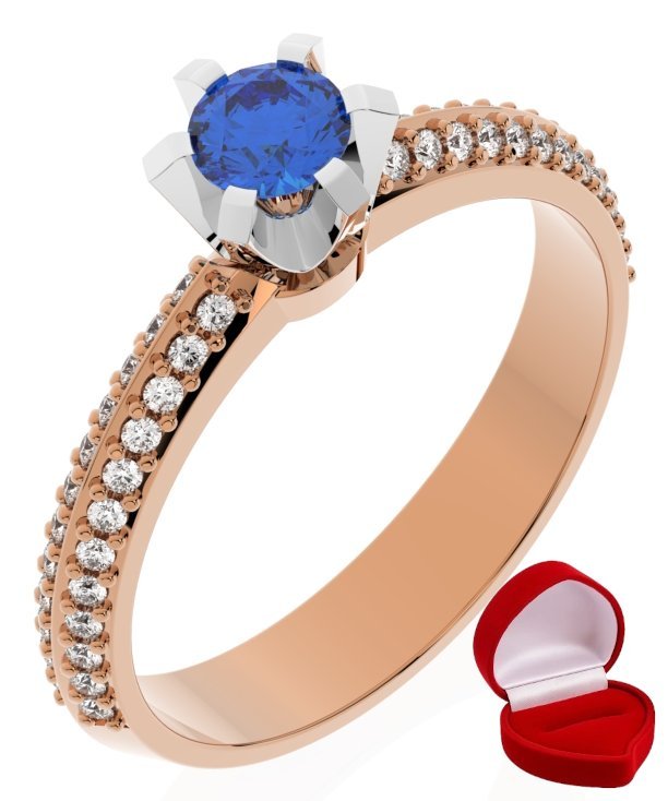 ZŁOTY PIERŚCIONEK ZARĘCZYNOWY 585 14k SZAFIR 0,19 ct RÓŻOWE ZŁOTO R15