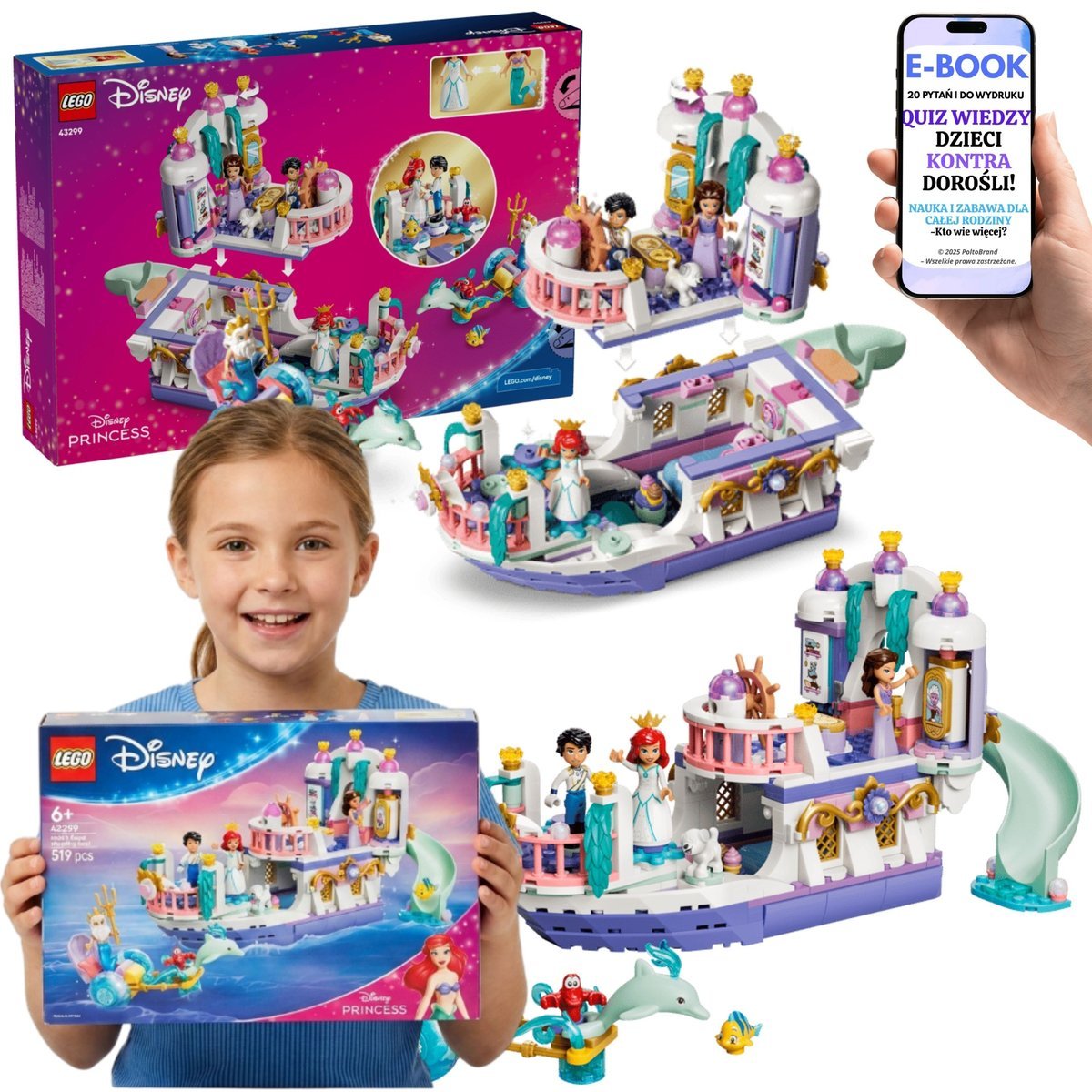 LEGO Disney Arielka 43299 Królewska Łódź Weselna Księżniczka Disney Prezent + E-BOOK-2