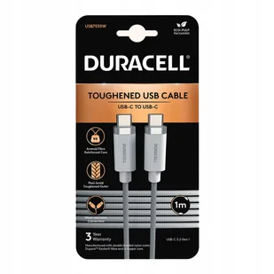 DURACELL 1M Biały Nylonowy Kabel USB-C / USB-C - Kable USB - miniaturka - grafika 1