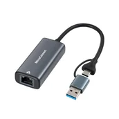 Adaptery i przejściówki - Microconnect MC-USBACNET2.5G zmieniacz płci / kabli USB C RJ-45 Czarny - miniaturka - grafika 1