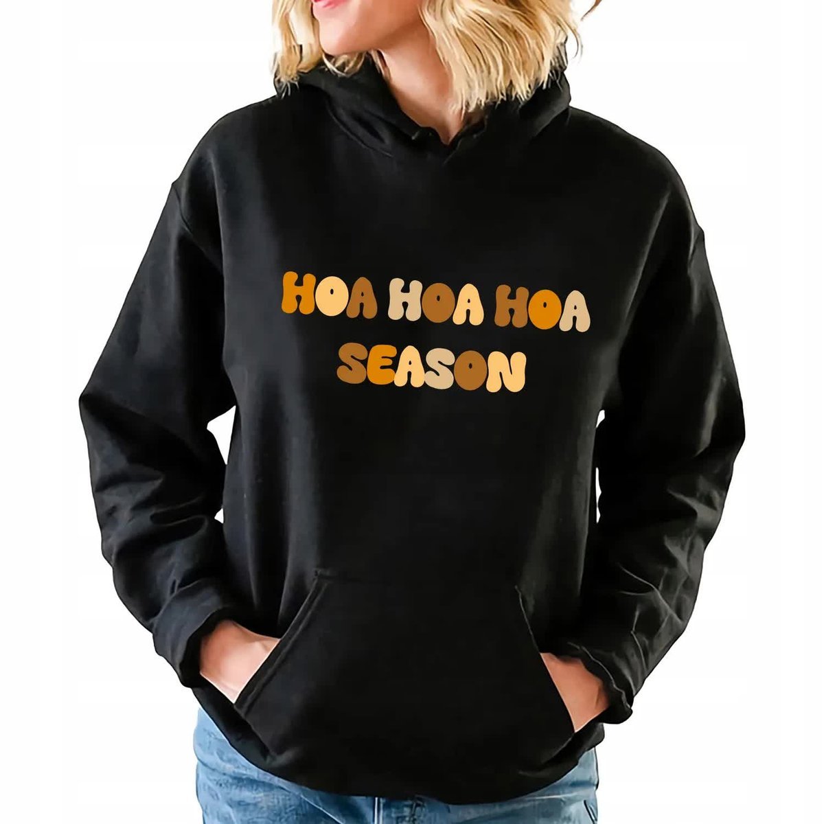 Damska Bluza Czarna Z Kapturem HOA HOA HOA SEASON Dla Jesieniary Wzory - L