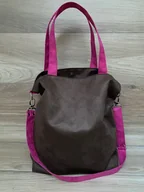 Torebki damskie - Torba na ramię XL - czekoladowy brąz, fuksja - miniaturka - grafika 1