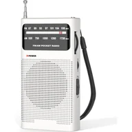 Radia - Małe radio, przenośne radio FM/AM, kieszonkowe radio zasilane bateryjnie, doskonały odbiór i jakość dźwięku, białe - miniaturka - grafika 1
