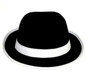 Dodatki do strojów karnawałowych - GO Kapelusz gangstera MICHAEL JACKSON czarny z białą lamówką - 1 szt. H-12278 - miniaturka - grafika 1