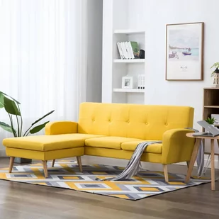 vidaXL Sofa z leżanką, obita tkaniną, 186 x 136 x 79 cm, żółta vidaXL - Narożniki - miniaturka - grafika 1