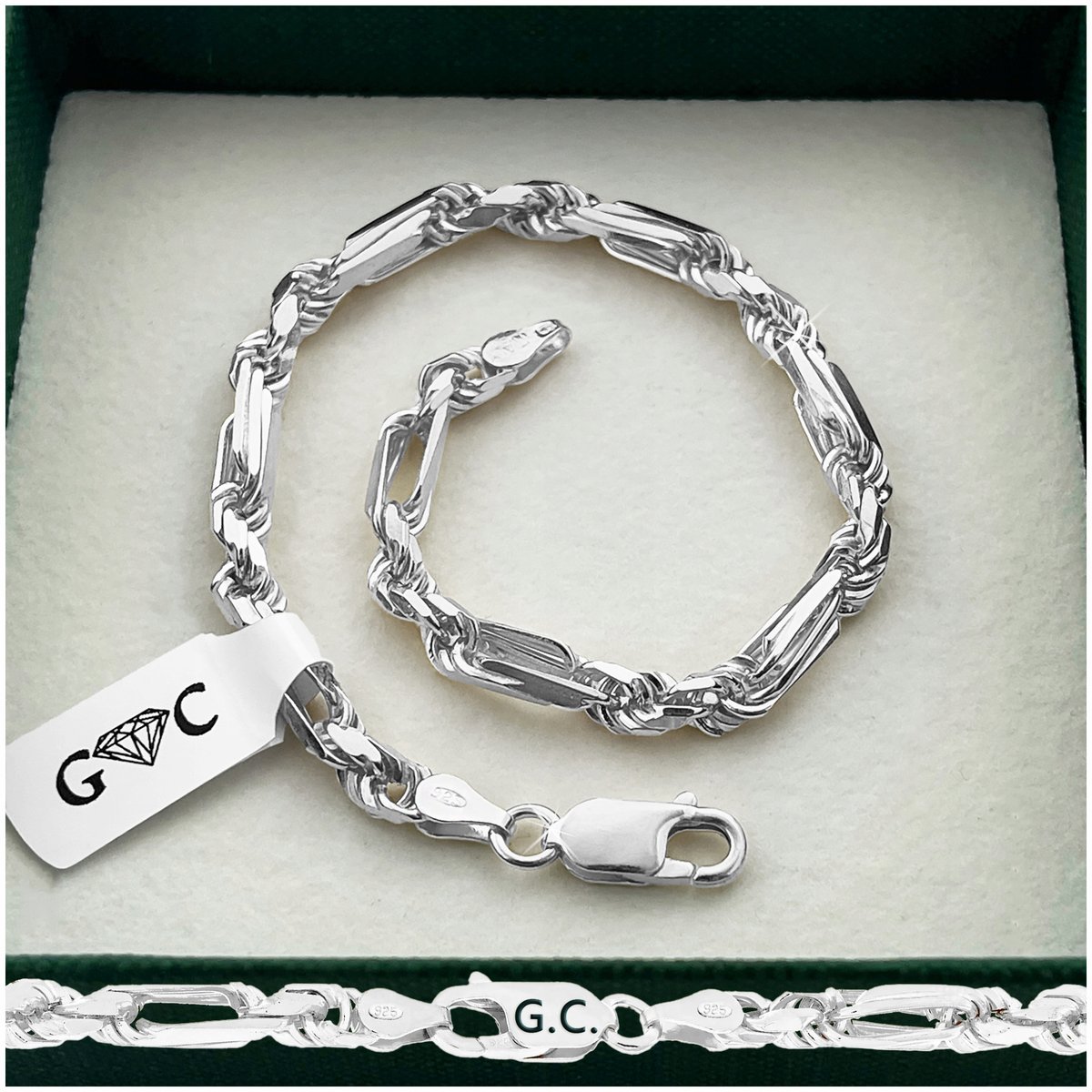 BRANSOLETKA MĘSKA SREBRNA GRUBA BRANSOLETA RĘCZNA ROBOTA 21cm GRAWER