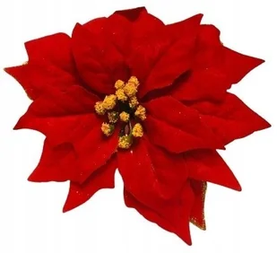 Gwiazda Welurowa Duża Poinsecja Czerwona Na Stroik Wianek Święta Bukiet - Sztuczne kwiaty - miniaturka - grafika 1